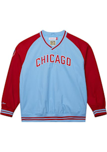 Mitchell and Ness Chicago Cubs Mens Light Blue Pullover Pullover Jackets