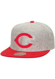 Mitchell and Ness Cincinnati Reds Retro Team Pro Snap Adjustable Hat - Grey