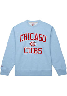 Mitchell and Ness Chicago Cubs Mens Light Blue Playoff Win Long Sleeve Fashion Sweatshirt