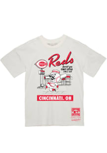Mitchell and Ness Cincinnati Reds White Deli Style Short Sleeve Fashion T Shirt