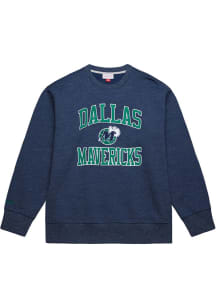 Mitchell and Ness Dallas Mavericks Mens Navy Blue Playoff Win Long Sleeve Fashion Sweatshirt