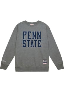 Mens Penn State Nittany Lions Grey Mitchell and Ness Down To The Wire Vintage Wordmark Script Cr..