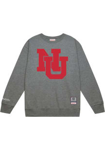 Mens Nebraska Cornhuskers Grey Mitchell and Ness Down To The Wire Vintage Logo Crew Sweatshirt