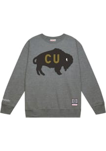 Mitchell and Ness Colorado Buffaloes Mens Grey Down To The Wire Vintage Wordmark Script Long Sleev..