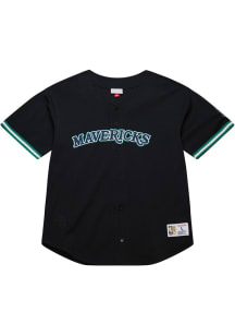 Mitchell and Ness Dallas Mavericks Mens Black On the Clock Baseball Jersey