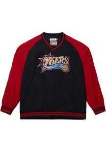 Mitchell and Ness Philadelphia 76ers Mens Black Pullover Pullover Jackets