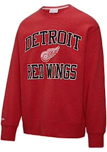 Mitchell and Ness Detroit Red Wings Mens Red Playoff Win Long Sleeve Fashion Sweatshirt