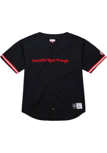 Mitchell and Ness Detroit Red Wings Mens Black On the Clock Jersey