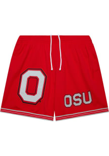 Mens Ohio State Buckeyes Red Mitchell and Ness Team Origins Mesh Shorts