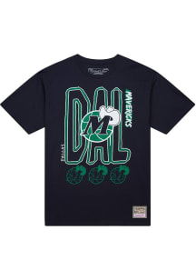 Mitchell and Ness Dallas Mavericks Navy Blue Retro City Short Sleeve Fashion T Shirt