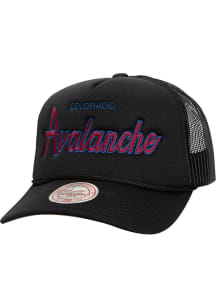Mitchell and Ness Colorado Avalanche Script Trucker Adjustable Hat - Black