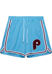 Mitchell and Ness Philadelphia Phillies Mens Light Blue Logo Shorts