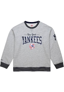 Mitchell and Ness New York Yankees Mens Grey Throw It Back Long Sleeve Fashion Sweatshirt