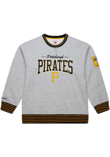 Mitchell and Ness Pittsburgh Pirates Mens Grey Throw It Back Long Sleeve Fashion Sweatshirt