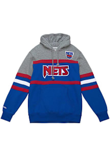Mitchell and Ness Brooklyn Nets Mens Blue Head Coach Fashion Hood