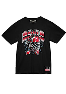 Mitchell and Ness New Jersey Devils Black Crease Lightning Short Sleeve T Shirt