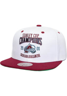 Mitchell and Ness Colorado Avalanche White Champ Series Mens Snapback Hat