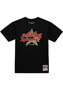 Mitchell and Ness Houston Astros Black Oversweep Short Sleeve Fashion T Shirt