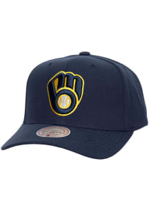 Mitchell and Ness Milwaukee Brewers Team Pro Snap Adjustable Hat - Navy Blue