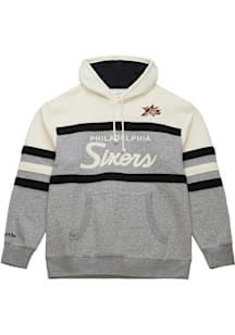 Mitchell and Ness Philadelphia 76ers Mens Grey Head Coach Fashion Hood