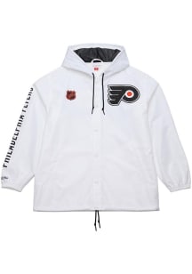 Mitchell and Ness Philadelphia Flyers Mens White Coaches Vintage Light Weight Jacket