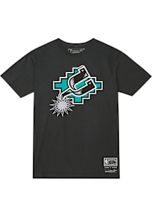 Mitchell and Ness San Antonio Spurs Charcoal MVP Retro Logo Short Sleeve T Shirt