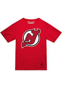 Mitchell and Ness New Jersey Devils Red 1982 Wordmark Short Sleeve T Shirt