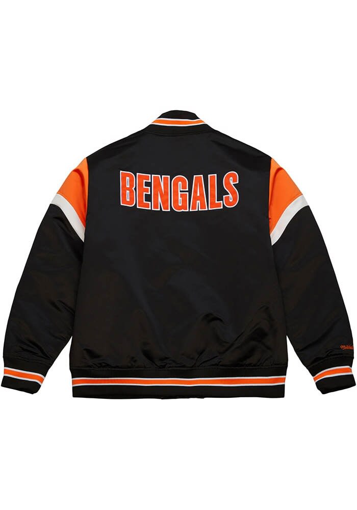 Mitchell and Ness Cincinnati Bengals Mens Black Heavyweight Satin Jacket