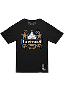 Mitchell and Ness Washington Capitals Black Retro Logo Short Sleeve T Shirt