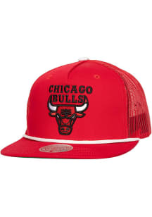 Mitchell and Ness Chicago Bulls Red Roper Trucker Mens Snapback Hat