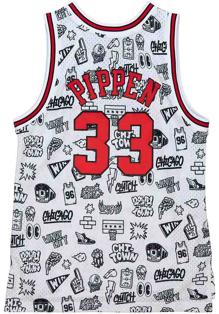 Scottie Pippen Chicago Bulls Mitchell and Ness WHITE 1997 Doodle