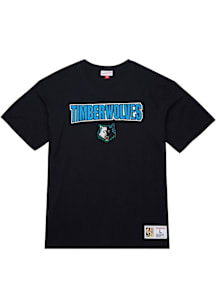 Mitchell and Ness Minnesota Timberwolves Black Legendary Slub Vintage Short Sleeve Fashion T Shirt