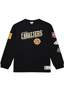 Mitchell and Ness Cleveland Cavaliers Black Training Camp Vintage Long Sleeve Fashion T Shirt