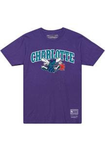 Mitchell and Ness Charlotte Hornets Purple Evergreen HWC Short Sleeve T Shirt