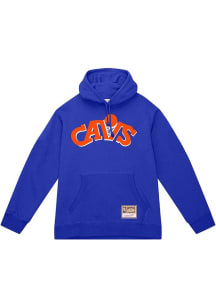 Mitchell and Ness Cleveland Cavaliers Mens Blue 1983 WORDMARK Long Sleeve Hoodie