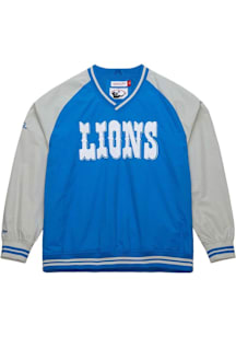 Mitchell and Ness Detroit Lions Mens Blue Vintage Wordmark Pullover Jackets