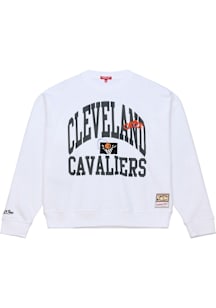 Mitchell and Ness Cleveland Cavaliers Womens White Comfy Crew Sweatshirt