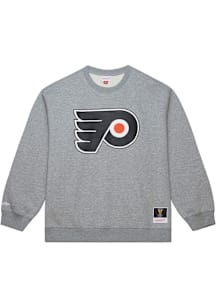 Mitchell and Ness Philadelphia Flyers Mens Grey Walkoff Long Sleeve Crew Sweatshirt