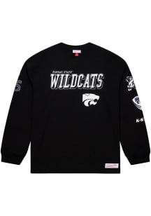Mens K-State Wildcats Black Mitchell and Ness Training Camp Long Sleeve Fashion T Shirt