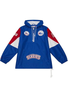 Mitchell and Ness Philadelphia 76ers Mens Blue Origins Anorak Pullover Jackets