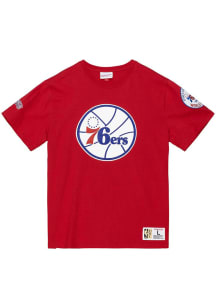 Mitchell and Ness Philadelphia 76ers Red Origins Varsity Short Sleeve T Shirt