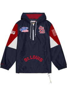 Mitchell and Ness St Louis Cardinals Mens Navy Blue Origins Anorak Pullover Jackets