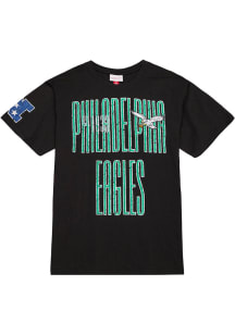Mitchell and Ness Philadelphia Eagles Black Big Font Short Sleeve Fashion T Shirt