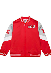 Mens Ohio State Buckeyes Mitchell and Ness Mens Throw It Back Heavyweight Jacket - Red