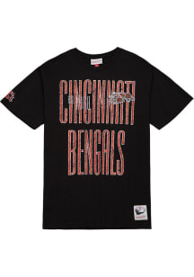 Mitchell and Ness Cincinnati Bengals Black Big Font Short Sleeve Fashion T Shirt