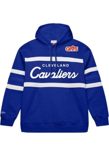 Mitchell and Ness Cleveland Cavaliers Mens Blue Head Coach Retro Logo Fashion Hood