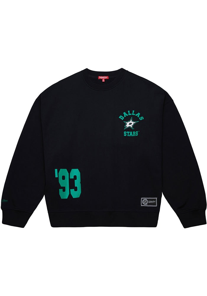 Dallas Stars Mitchell and Ness Crew Sweatshirt Womens BLACK LT