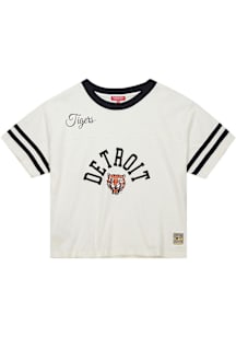 Mitchell and Ness Detroit Tigers Womens White Cropped Short Sleeve T-Shirt