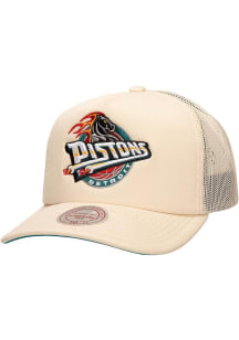 Mitchell and Ness Detroit Pistons Evergreen Trucker Adjustable Hat - Ivory