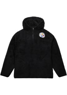 Mitchell and Ness Pittsburgh Steelers Mens Black Sherpa Pullover Pullover Jackets